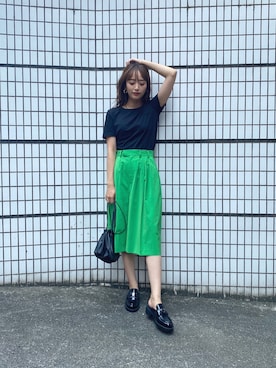 「PRADA（プラダ）のアイテム（ローファー）」を使った、近藤千尋さん（レディース・160cm）の夏コーディネート