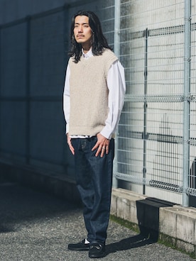 「アイテム（ベスト）」を使った、shibataniさん（メンズ・180cm）の春コーディネート