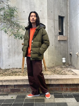 「Cape HEIGHTS（ケープハイツ）のアイテム（ダウンジャケット/コート）」を使った、shibataniさん（メンズ・180cm）の秋コーディネート