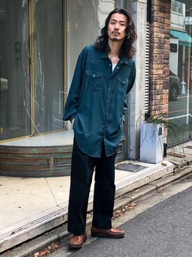 「MY THINKS（マイシンクス）のアイテム（トップス）」を使った、shibataniさん（メンズ・180cm）の春コーディネート