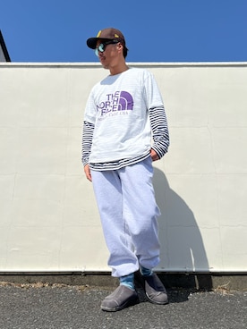 KYO---TAさんの「LOS ANGELES APPAREL/ロサンゼルスアパレル Heavy Fleece Sweat pant 14oz スウェットパンツ」を使ったコーディネート