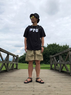 「FTC（エフティーシー）のアイテム（トップス）」を使った、KYO---TAさん（メンズ・176cm）の夏コーディネート