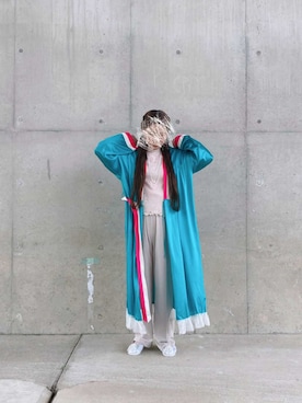 「アイテム（その他アウター、ブルー系）」を使った、Yotchさん（レディース・163cm）の秋コーディネート