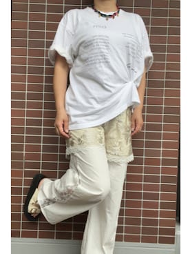 「アイテム（ピアス（両耳用）、ベージュ系）」を使った、猫山さん（レディース・161cm）の夏コーディネート