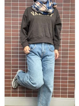 「スエット」｜「アイテム（スリッポン）」を使った、猫山さん（レディース・161cm）の秋コーディネート