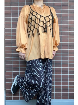 「柄パンツ」｜猫山さん（レディース・161cm）の春コーディネート