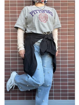 「Champion（チャンピオン）のアイテム（トップス）」を使った、猫山さん（レディース・161cm）の春コーディネート