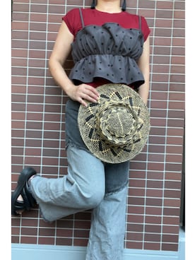 「アイテム（ピアス（両耳用）、ブラック系）」を使った、猫山さん（レディース・161cm）の夏コーディネート