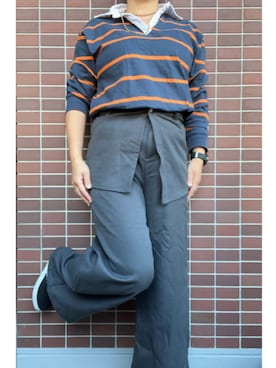 「アイテム（スリッポン）」を使った、猫山さん（レディース・161cm）の秋コーディネート