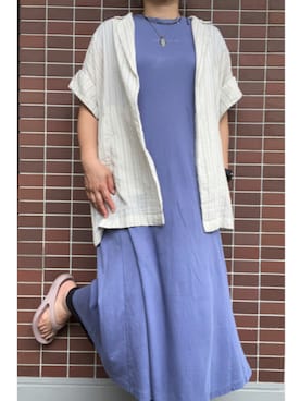 「Tシャツワンピ」｜猫山さん（レディース・161cm）の夏コーディネート