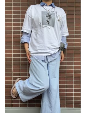 「SIDEWAY STANCE（サイドウェイスタンス）のアイテム」を使った、猫山さん（レディース・161cm）の夏コーディネート