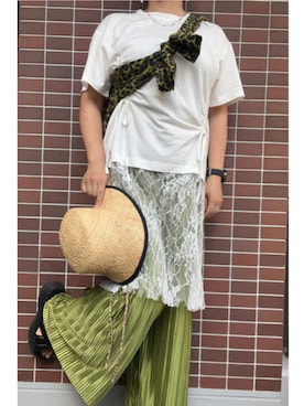 「アイテム（シャツ/ブラウス）」を使った、猫山さん（レディース・161cm・40代）の夏コーディネート