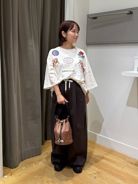 「ROSE BUD（ローズバッド）のLINE PANTS（その他パンツ、グリーン系）」を使った、tsuzukiさん（レディース・145cm）の夏コーディネート