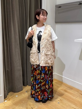 「ROSE BUD（ローズバッド）のCOLSUN/HARRY POTTER T-SHIRT（Tシャツ/カットソー、ホワイト系）」を使った、tsuzukiさん（レディース・145cm）の夏コーディネート