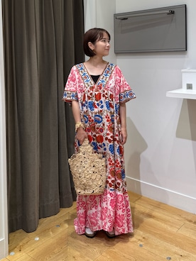 「HLAADA（フラーダ）のHLAADA for ROSEBUD/FLOWER PRINT DRESS（ワンピース、その他）」を使った、tsuzukiさん（レディース・145cm）の夏コーディネート