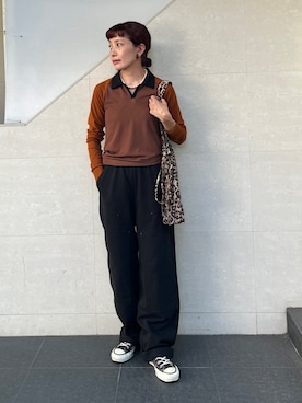 「SHIPS（シップス）のアイテム（トートバッグ）」を使った、本橋さん（レディース・154cm）の秋コーディネート