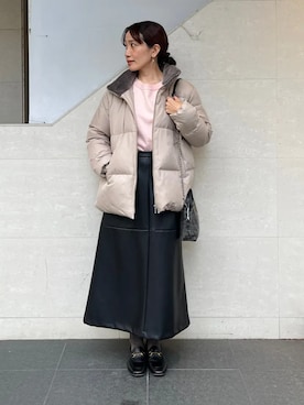 「SHIPS（シップス）のアイテム（ダウンジャケット/コート）」を使った、本橋さん（レディース・154cm）の冬コーディネート