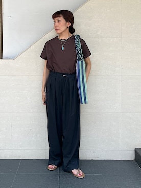 「アイテム（サンダル）」を使った、本橋さん（レディース・154cm）の夏コーディネート