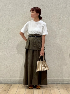 「LACOSTE（ラコステ）のアイテム」を使った、本橋さん（レディース・154cm）の夏コーディネート