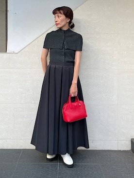 「SHIPS（シップス）のアイテム（スカート）」を使った、本橋さん（レディース・154cm）の秋コーディネート