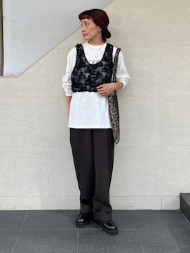 「Uhr（ウーア）のアイテム」を使った、本橋さん（レディース・154cm）の夏コーディネート