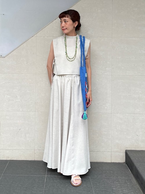 【シップス　ウィメン】小泉里子コラボ:〈手洗い可能〉スラブ 綿麻混 ブラウス セール】小泉里子コラボ:〈手洗い可能〉スラブ 綿麻混 ブラウス