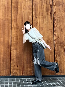 「アイテム（シュシュ）」を使った、yunaさん（レディース・163cm）の秋コーディネート