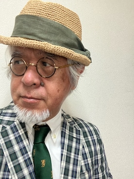 「アイテム（帽子）」を使った、しまうまおじさんさん（メンズ・165cm・70代）の夏コーディネート