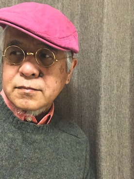 「45R（フォーティファイブアール）のアイテム（ハンチング/ベレー帽）」を使った、しまうまおじさんさん（メンズ・165cm）の春コーディネート