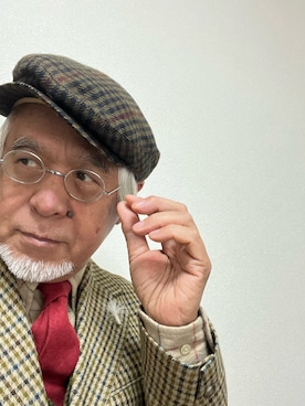 「ADAM ET ROPE'（アダムエロペ）のアイテム（シャツ/ブラウス、ベージュ系）」を使った、しまうまおじさんさん（メンズ・165cm）の春コーディネート