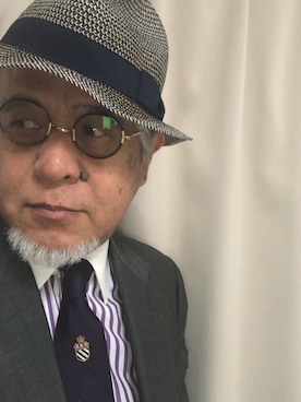 「アイテム（スーツセット、シルバー系）」を使った、しまうまおじさんさん（メンズ・165cm）の夏コーディネート