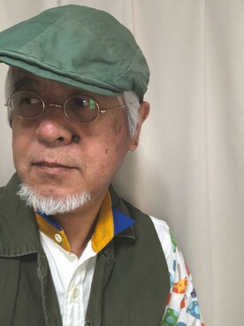 「NIRAME.CO（ニラメッコ）のアイテム（トップス）」を使った、しまうまおじさんさん（メンズ・165cm）の夏コーディネート