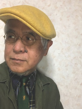 「ブラックウォッチ」｜「アイテム（ハンチング/ベレー帽）」を使った、しまうまおじさんさん（メンズ・165cm）の春コーディネート