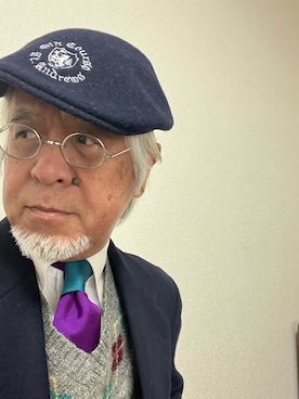 「KANGOL（カンゴール）のアイテム」を使った、しまうまおじさんさん（メンズ・165cm）の冬コーディネート