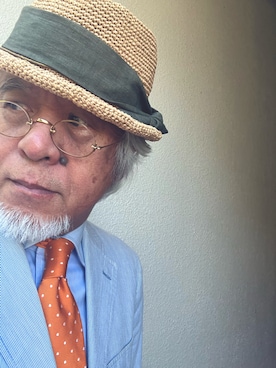 「アイテム（テーラードジャケット、ブルー系）」を使った、しまうまおじさんさん（メンズ・165cm）の秋コーディネート