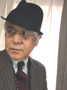 「アイテム（スーツセット、パープル系）」を使った、しまうまおじさんさん（メンズ・165cm）の冬コーディネート