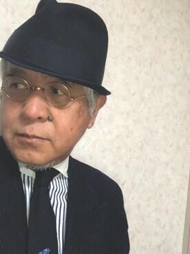 「アイテム（ハット、ブルー系）」を使った、しまうまおじさんさん（メンズ・165cm）の冬コーディネート