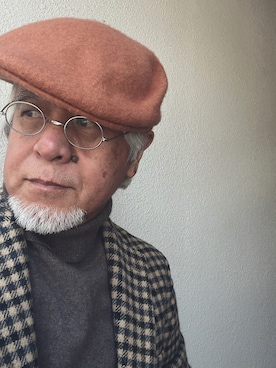 「KANGOL（カンゴール）のアイテム（帽子）」を使った、しまうまおじさんさん（メンズ・165cm）の春コーディネート