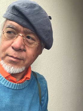 「アイテム（帽子）」を使った、しまうまおじさんさん（メンズ・165cm・70代）の秋コーディネート