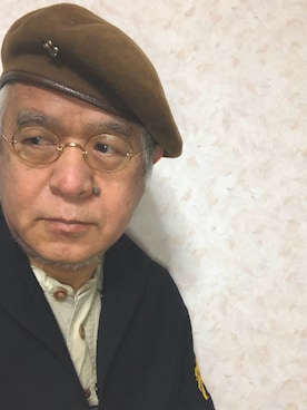 「古着好きな人と繋がりたい」｜「アイテム（ハンチング/ベレー帽）」を使った、しまうまおじさんさん（メンズ・165cm）の春コーディネート