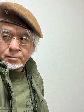 「USNビンテージのアイテム（スウェット、グリーン系）」を使った、しまうまおじさんさん（メンズ・165cm）の春コーディネート