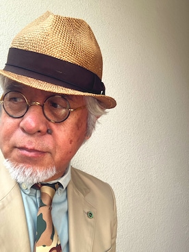 「アイテム（ジャケット/アウター、ベージュ系）」を使った、しまうまおじさんさん（メンズ・165cm）の夏コーディネート