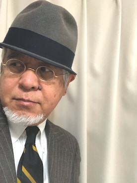 「アイテム（スーツセット、パープル系）」を使った、しまうまおじさんさん（メンズ・165cm）の冬コーディネート