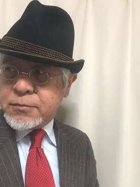 「アイテム（スーツセット、パープル系）」を使った、しまうまおじさんさん（メンズ・165cm）の冬コーディネート