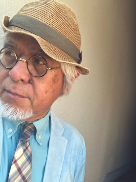 「ハット」｜「アイテム（ジャケット/アウター）」を使った、しまうまおじさんさん（メンズ・165cm）の夏コーディネート