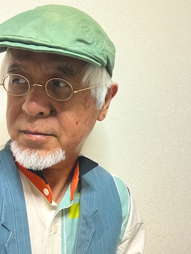 「NIRAME.CO（ニラメッコ）のアイテム」を使った、しまうまおじさんさん（メンズ・165cm）の夏コーディネート