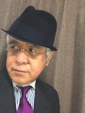「アイテム（ハット、ブルー系）」を使った、しまうまおじさんさん（メンズ・165cm）の冬コーディネート
