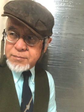 「アイテム（ハンチング/ベレー帽、グリーン系）」を使った、しまうまおじさんさん（メンズ・165cm）の冬コーディネート