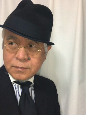 「アイテム（ハット、ブルー系）」を使った、しまうまおじさんさん（メンズ・165cm）の冬コーディネート