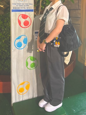 「アイテム（ベルト）」を使った、麗羅さん（レディース・156cm）の秋コーディネート